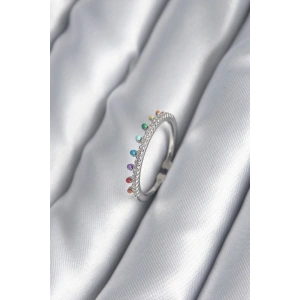 BFS Pirinç Gümüş Renk Zirkon Taş Detay Kadın Yüzük