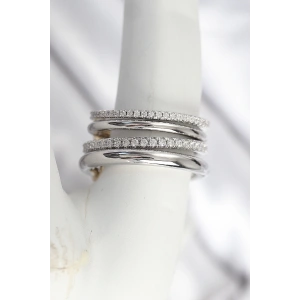 BFS Pirinç Gümüş Renk Zirkon Taşlı 4Lü Kadın Yüzük