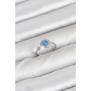 BFS Pirinç Gümüş Renk Zirkon Taşlı Ay Yıldız Kadın Yüzük