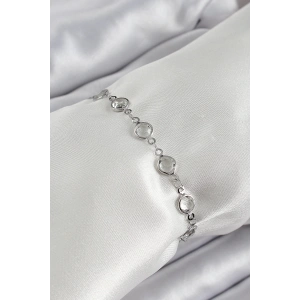 BFS Pirinç Gümüş Renk Zirkon Taşlı Bileklik