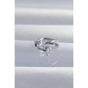 BFS Pirinç Gümüş Renk Zirkon Taşlı Damla Earcuff Küpe