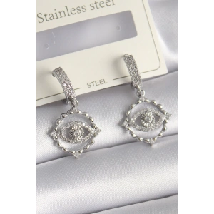 BFS Pirinç Gümüş Renk Zirkon Taşlı Göz Model Kadın Kolye