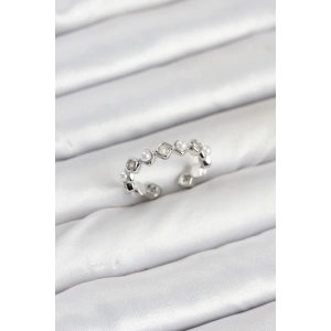 BFS Pirinç Gümüş Renk Zirkon Taşlı İncili Kadın Yüzük