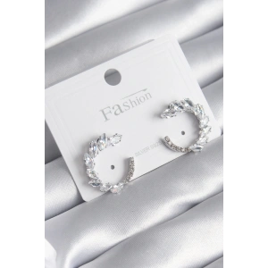 BFS Pirinç Gümüş Renk Zirkon Taşlı Kadın Küpe