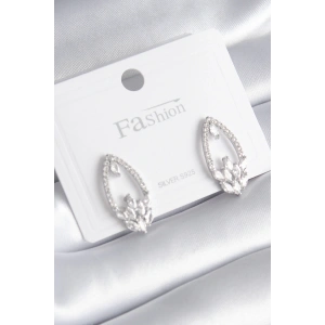 BFS Pirinç Gümüş Renk Zirkon Taşlı Kadın Küpe