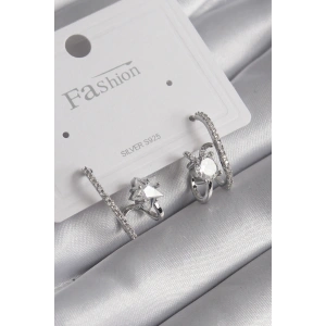 BFS Pirinç Gümüş Renk Zirkon Taşlı Kadın Küpe