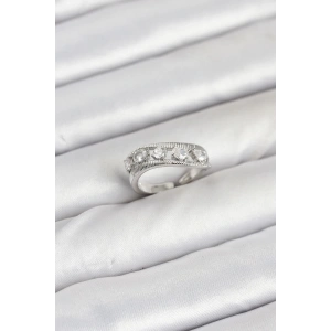 BFS Pirinç Gümüş Renk Zirkon Taşlı Kadın Yüzük