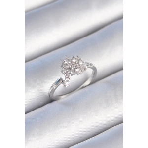 BFS Pirinç Gümüş Renk Zirkon Taşlı Kadın Yüzük