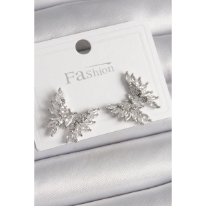 BFS Pirinç Gümüş Renk Zirkon Taşlı Kelebek Model Kadın Küpe
