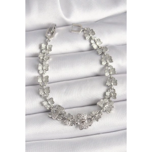 BFS Pirinç Gümüş Renk Zirkon Taşlı Kelebek Model Zincir Kadın Bileklik