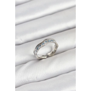 BFS Pirinç Gümüş Renk Zirkon Taşlı Vintage Kadın Yüzük