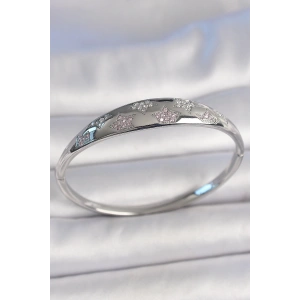 BFS Pirinç Gümüş Renk Zirkon Taşlı Yıldız İşlemeli Kadın Kelepçe