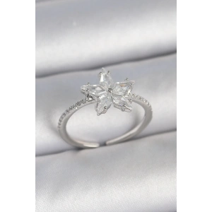 BFS Pirinç Gümüş Renk Zirkon Taşlı Yıldız Model Ayarlanabilir Kadın Yüzük