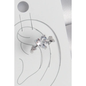 BFS Pirinç Gümüş Renk Zirkon Taşlı Yıldız Model Kadın Kıkırdak Küpe