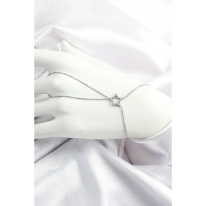 BFS Pirinç Gümüş Renk Zirkon Taşlı Yıldız Model Şahmeran