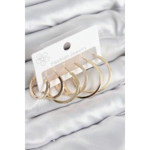 BFS Pirinç Halka Model Gold Renk Kadın Set Küpe