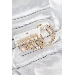 BFS Pirinç Halka Model Gold Renk Kadın Set Küpe