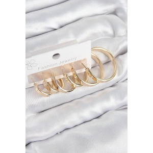 BFS Pirinç Halka Model Gold Renk Kadın Set Küpe