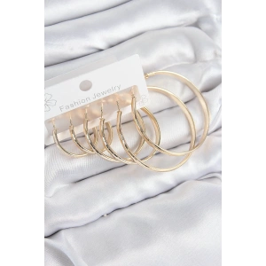 BFS Pirinç Halka Model Gold Renk Kadın Set Küpe