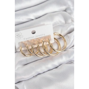 BFS Pirinç Halka Model Gold Renk Kadın Set Küpe