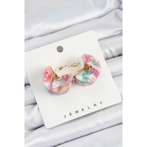 BFS Pirinç Mermer Desenli Vintage Yarım Halka Model Gold Renk Kadın Küpe