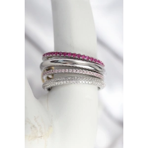 BFS Pirinç Mix Renk Zirkon Taşlı 4Lü Kadın Yüzük