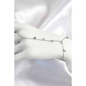 BFS Pirinç Renkli Zirkon Taşlı Sallantılı Yıldızlı Model Gümüş Renk Kadın Şahmeran