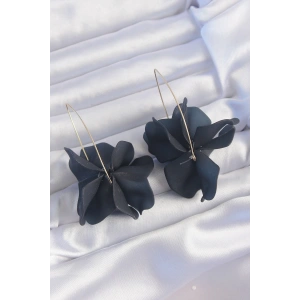 BFS Pirinç Siyah Renkli Flora Küpe