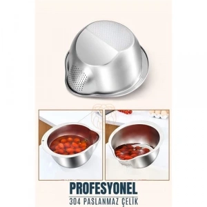 BFS Pirinç Süzgeci Makarna Salata Süzgeci 304 Paslanmaz Çelik Mink Design
