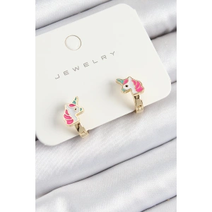 BFS Pirinç Unıcorn Model Gold Renk Çocuk Küpe