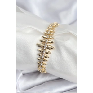 BFS Pirinç VIP Seri Gold Renk Sıralı Damla Model Kadın Bileklik