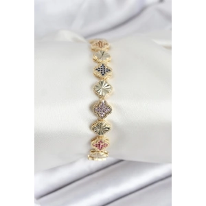 BFS Pirinç VIP Seri Yonca Zirkon Taşlı Kadın Bileklik