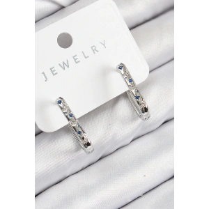 BFS Pirinç Zirkon Taşlı Çiçek Desenli Model Gümüş Renk Kadın Küpe