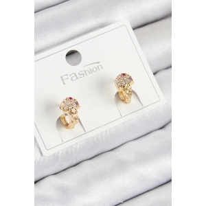 BFS Pirinç Zirkon Taşlı Dondurma Model Gold Renk Çocuk Küpe