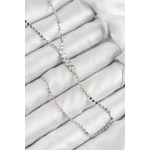 BFS Pirinç Zirkon Taşlı Ezme Zincirli Model Gümüş Renk Y Kolye