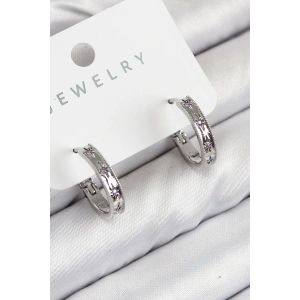 BFS Pirinç Zirkon Taşlı Halka Model Gümüş Renk Kadın Küpe