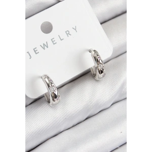 BFS Pirinç Zirkon Taşlı Halka Model Gümüş Renk Kadın Küpe