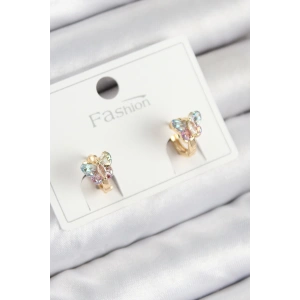 BFS Pirinç Zirkon Taşlı Kelebek Model Gold Renk Çocuk Küpe