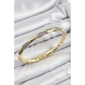 BFS Pirinç Zirkon Taşlı Kemik Model Gold Renk Vip Kadın Bileklik