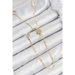 BFS Pirinç Zirkon Taşlı Kutup Yıldızı Model Gold Renk Y Kolye