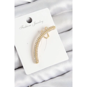 BFS Pirinç Zirkon Taşlı Model Gold Renk Sağ Kıkırdak Küpe