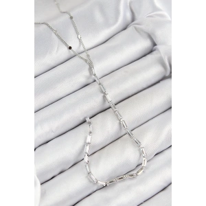 BFS Pirinç Zirkon Taşlı Model Gümüş Renk Y Kolye