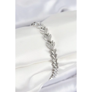 BFS Pirinç Zirkon Taşlı Sıralı Ok Model Gümüş Renk Kadın Bileklik