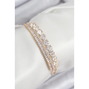 BFS Pirinç Zirkon Taşlı Su Yolu Model Gold Renk Kadın Bileklik