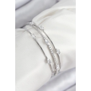 BFS Pirinç Zirkon Taşlı Su Yolu Model Gümüş Renk Kadın Bileklik