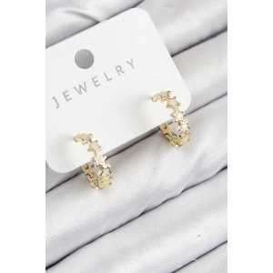 BFS Pirinç Zirkon Taşlı Yıldız Model Gold Renk Kadın Küpe