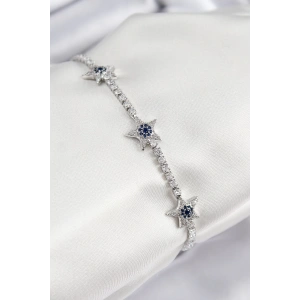 BFS Pirinç Zirkon Taşlı Yıldız Model Gümüş Renk Kadın Bileklik