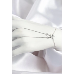 BFS Pirinç Zirkon Taşlı Yıldız Model Gümüş Renk Şahmeran