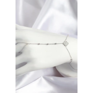 BFS Pirinç Zirkon Taşlı Yonca Model Gümüş Renk Şahmeran