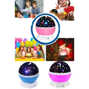 BFS Renkli Yıldızlı Gökyüzü Projeksiyon Gece Lambası Pilli ve USB Kablolu